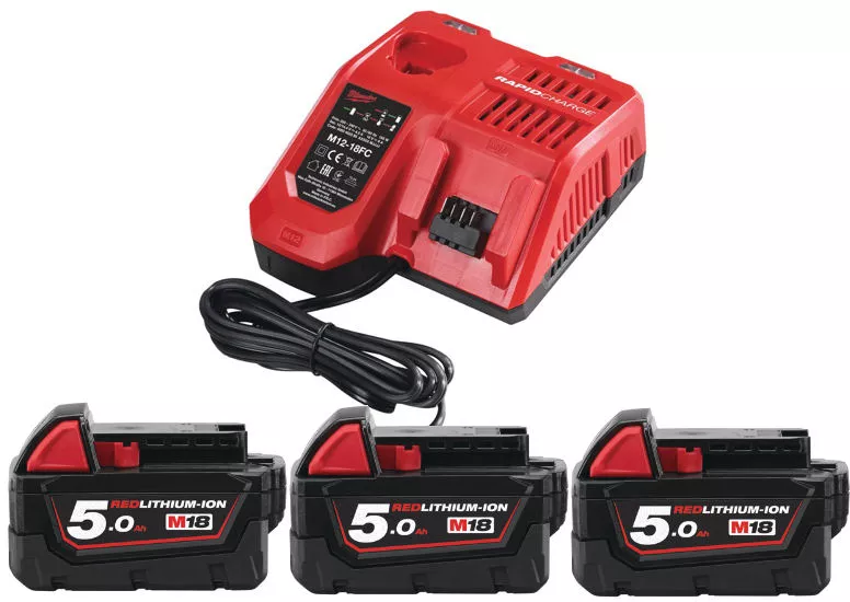 Set 3 batteries 18 V + chargeur Milwaukee